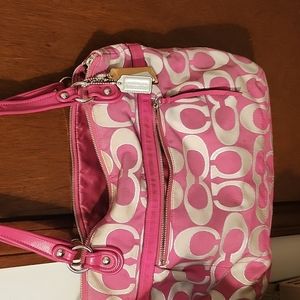 Coach poppy signature metallic tote